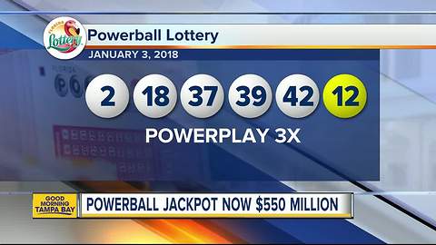 Powerball lottery drawing for January 3, 2018: No winning tickets sold; jackpot now $550 million