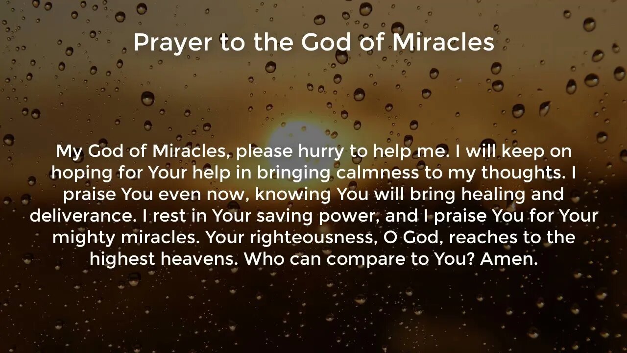 Prayer to the God of Miracles (Prayer for Peace of Mind)