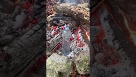 Boiling water using a plastic bottle