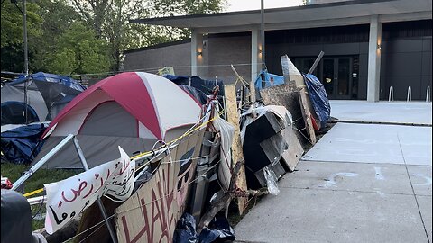 Fencing and Barricades Set Up at Encampment on Wayne State University Campus in Detroit