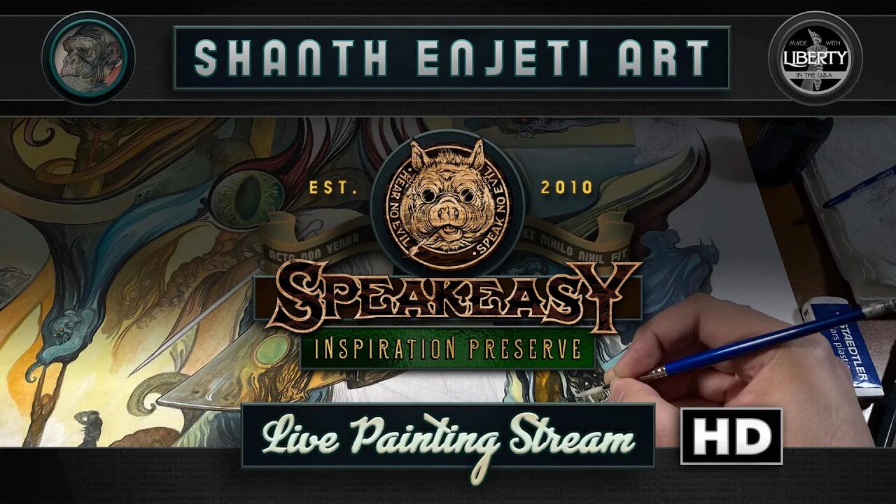 🔴 LIVE! Shanth Enjeti Art’s SPEAKEASY INSPIRATION PRESERVE! Painting Pulp Horror Comics!