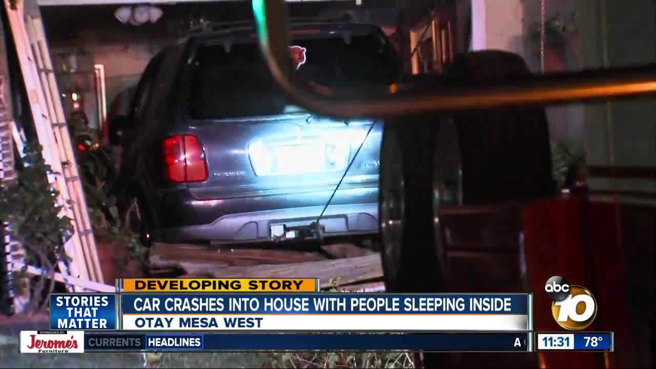 Car crashes into Otay Mesa house with people sleeping inside