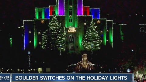 Holiday lights turned on in Boulder