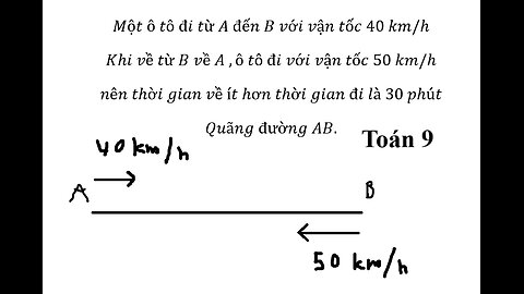 Toán 9: Một ô tô đi từ A đến B với vận tốc 40 km/h Khi về từ B về A ,ô tô đi với