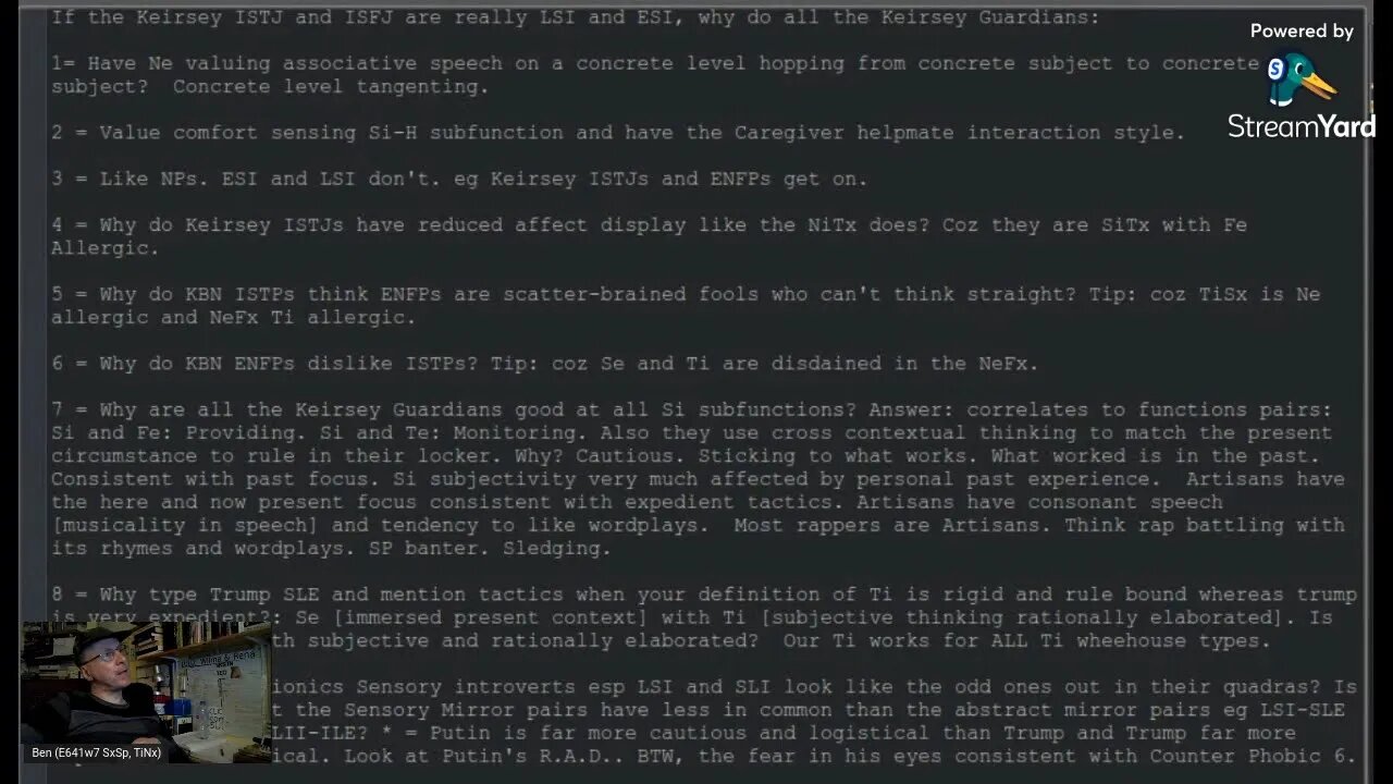 Questions for Socionics Devotees re LSI and ESI.