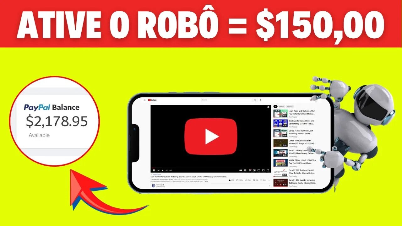 Ative o Robô e Ganhe $150 NA HORA Apenas Por Assistir Vídeos GRATUITAMENTE (Ganhar Dinheiro Online)