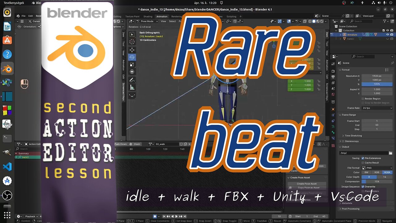 Blender Second Lession: Rare beat (Action Editor + FBX + Unity)