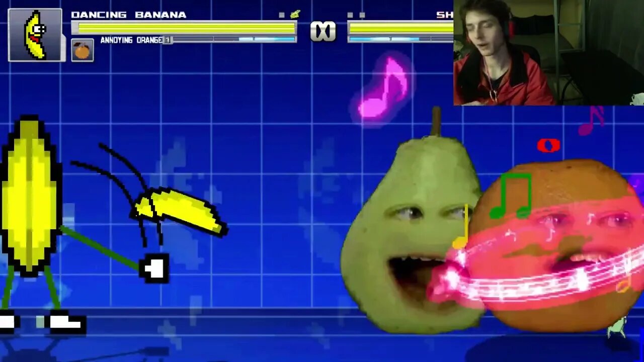 Fruit Characters (Annoying Orange And Dancing Banana) VS Plankton In An Epic Battle In MUGEN