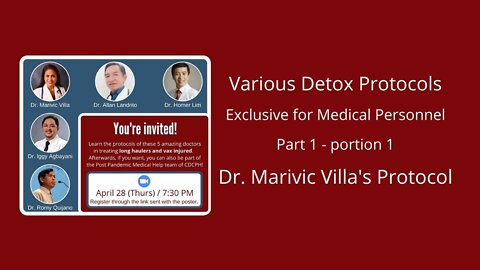 Doctor's Detox Protocol for VI Part 1 with Dr. Marivic Villa