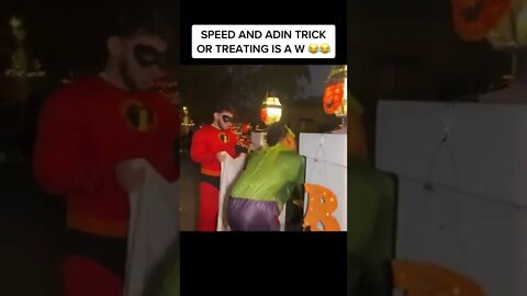 SPEED AND ADIN TRICK OR TREATING IS A W #shorts #ishowspeed #adinross #speed