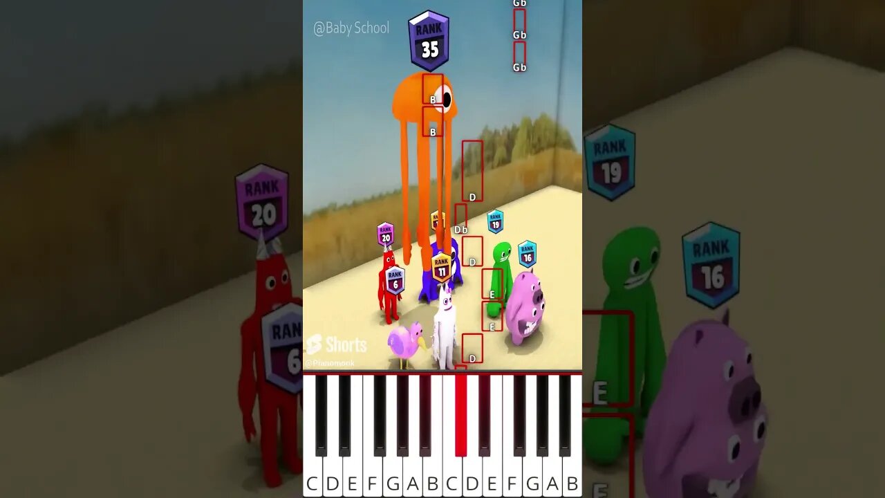 Red light, Green Light GARTEN OF BANBAN VERSION (@BabySchool.) - Octave Piano Tutorial