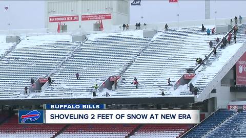 New Era Field Stadium snow cleanup