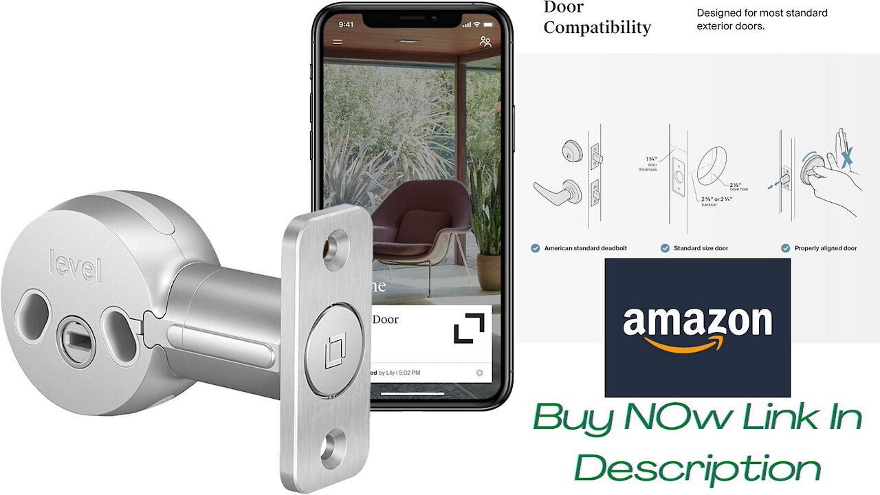 Level Bolt, The Invisible Smart Lock. Bluetooth Deadbolt, Keyless Entry, Works with Alexa