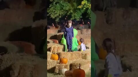 Mini-Michael Myers falls but stays in character