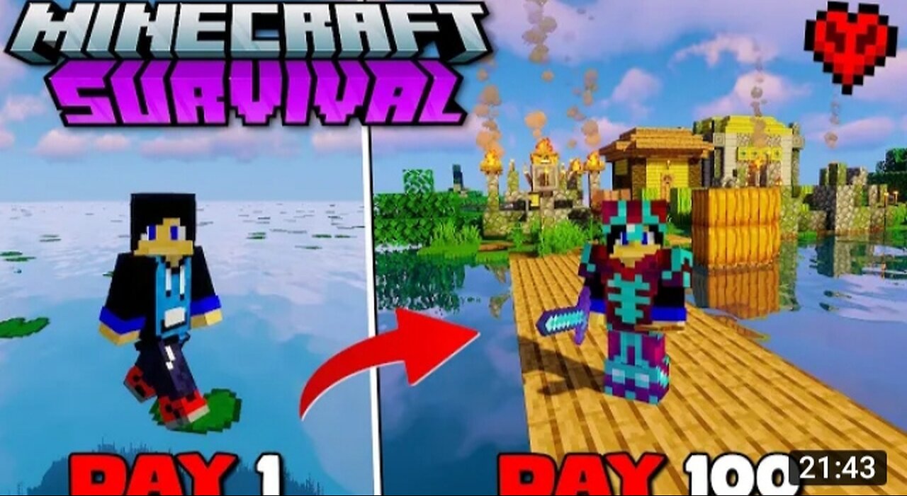 I survived 100 days in water only world in Minecraft