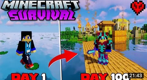 I survived 100 days in water only world in Minecraft