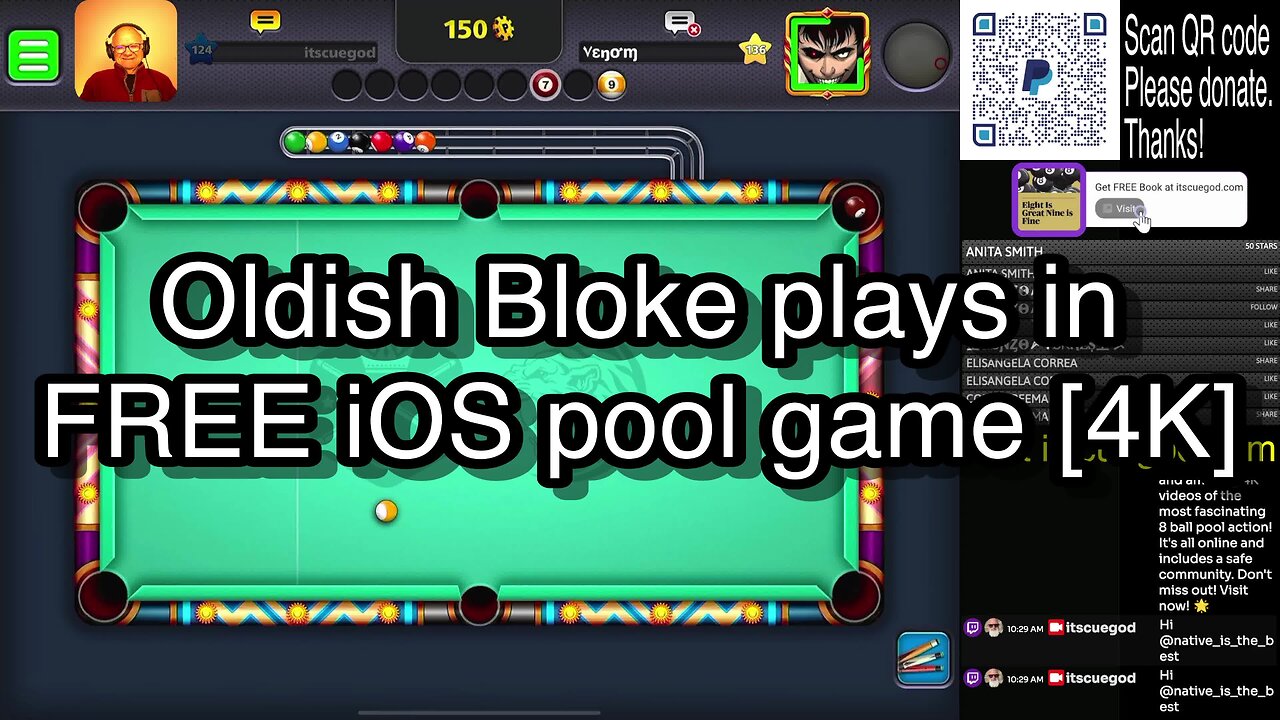 Oldish Bloke plays in FREE iOS pool game [4K] 🎱🎱🎱 8 Ball Pool 🎱🎱🎱