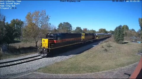 IAIS 715 and 714 Leading EB 3 Passenger Cars at West Liberty, IA on October 18, 2022