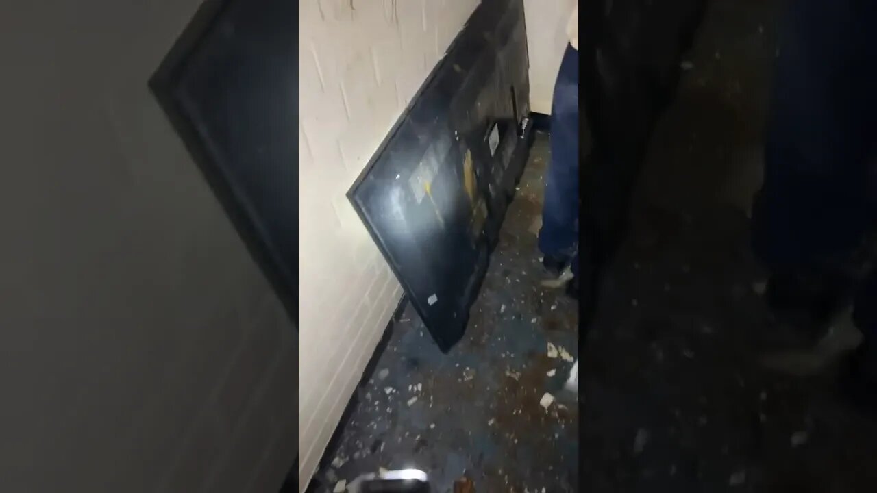 This random 50 inch TV In a Abandoned Clubhouse Bathroom! #urbex #abandoned #decay #oldham #fypシ