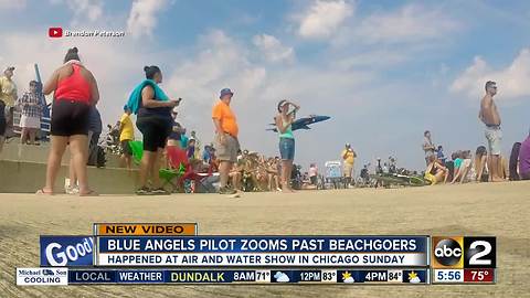 Blue Angels pilot zooms past Chicago beachgoers