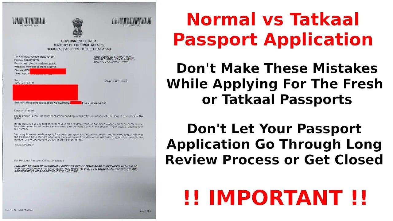 Passport Application Closed / Cancelled | Regional Passport Office | Apply From Own Jurisdiction