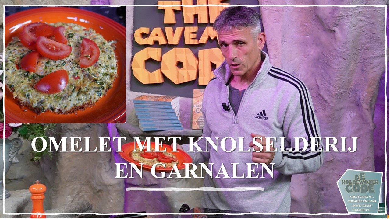 Omelet met knolselderij en garnalen