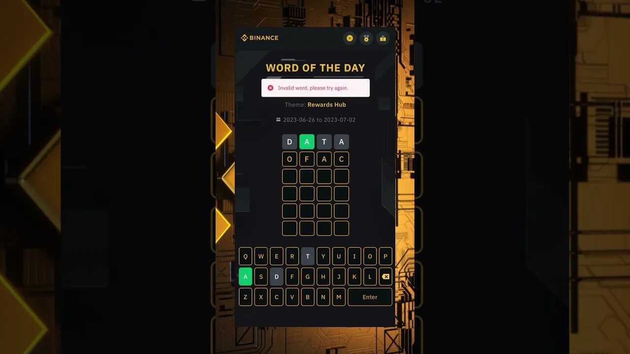 Binance Word of the Day: June 29 2023 #binance #wodl #btceth #shorts #earn #4letterwords #june29