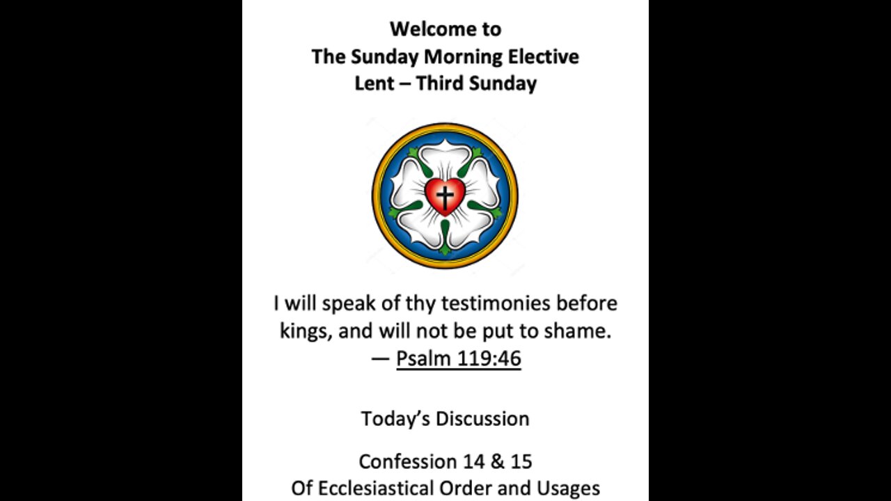 22-03-20 Sunday Morning Elective - Augsburg 14 &15