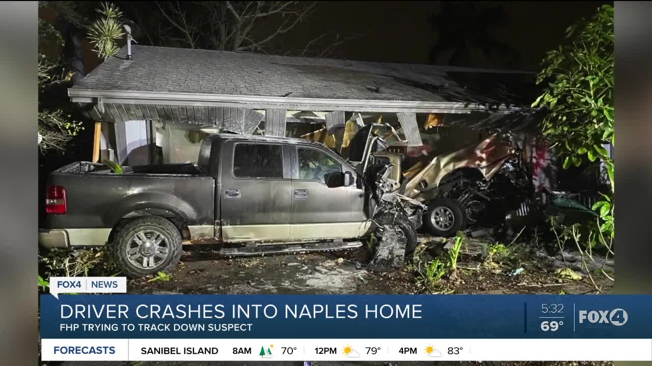 Search continues for driver who crashed into Naples home