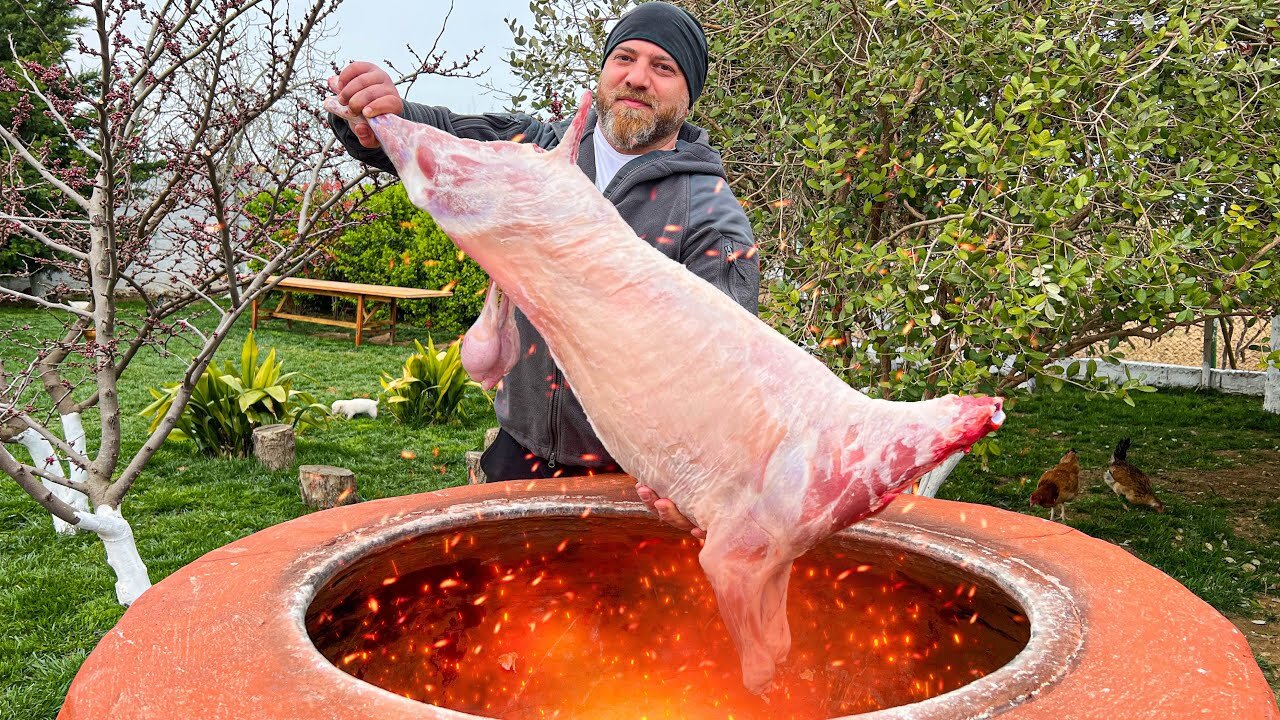 I'm Crazy About This Meat! Recipe for Whole Lamb Fried on a Fire