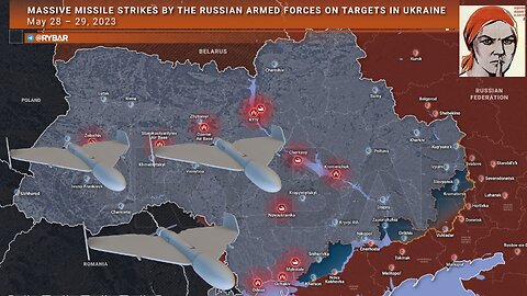 Ukraine War, Rybar Map and Footage for May 29, 2023 Drone Raids On Kiev