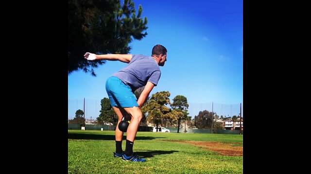 Kettlebell complex at Mission Bay Parl in Sam Diego