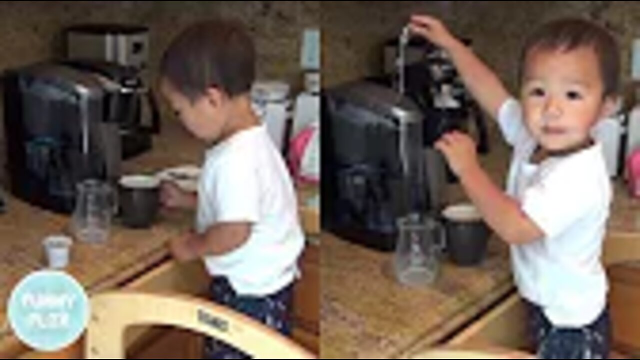 Cute Baby Surprises Dad With Coffee