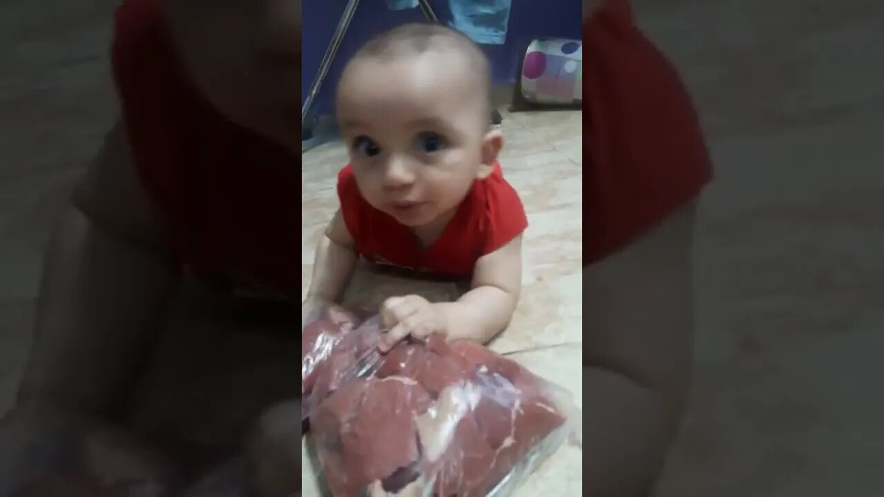 Funniest baby with meat - funny videos for kids #SHORTS