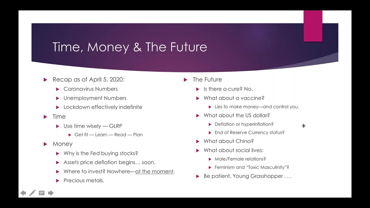 2020-0325 - CRP Weekly Webinar #2: “Time, Money & The Future”