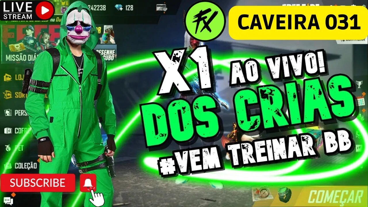 ❤️FREEFIRE AO VIVO👑LIVE ON JOGANDO COM INSCRITOS X1 DOS CRIAS VEM TREINA BB❤️#freefire #cerol #nobru