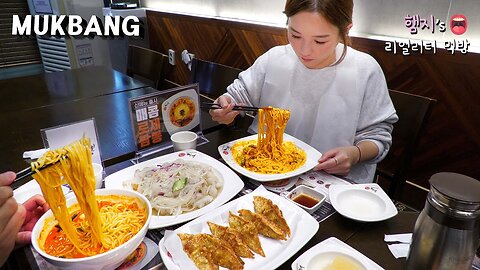 Outdoor Mukbang!! Rose Jjampong & Seafood Jjampong ★ ft. Tangsuyuk , Fried Dumplings