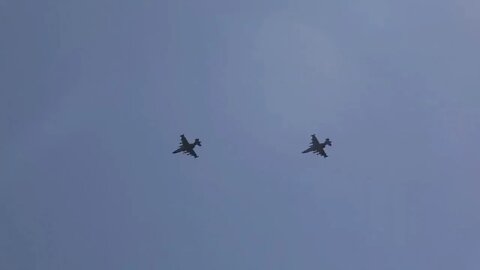 Su 25 in formation attacking targets in Ukraine