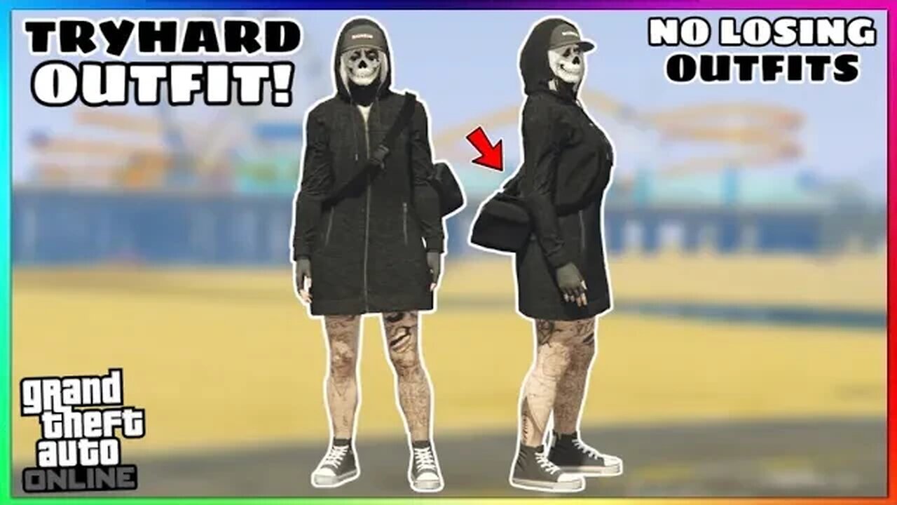 Easy Black RNG W/ Black Open Duffel Bag Female Tryhard Glitched Outfit (No Transfer) (GTA Online)