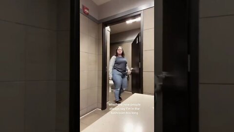 Young woman stays in bathroom too long lol. 😆