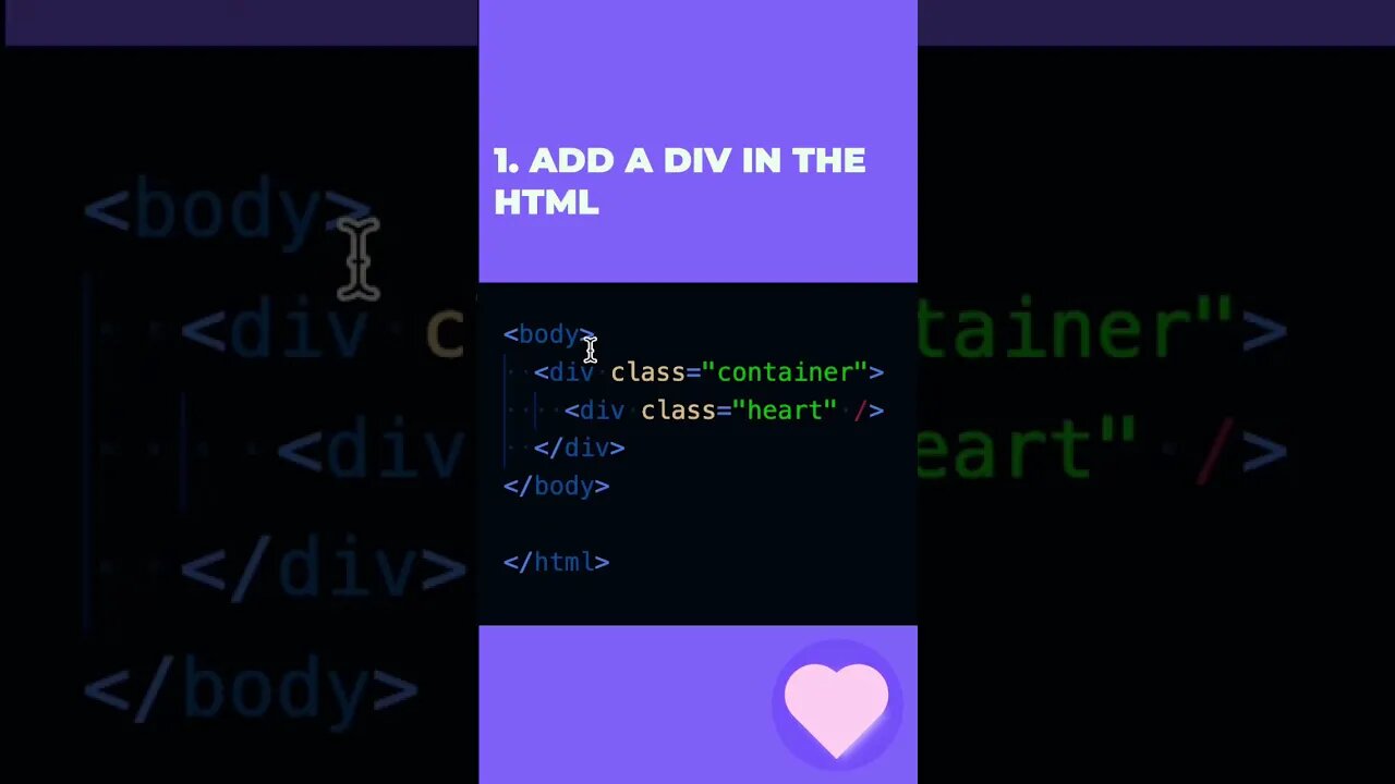 Build an animated heart 💜 using CSS in 4 steps - CSS Beginner tutorial - Learn to CODE