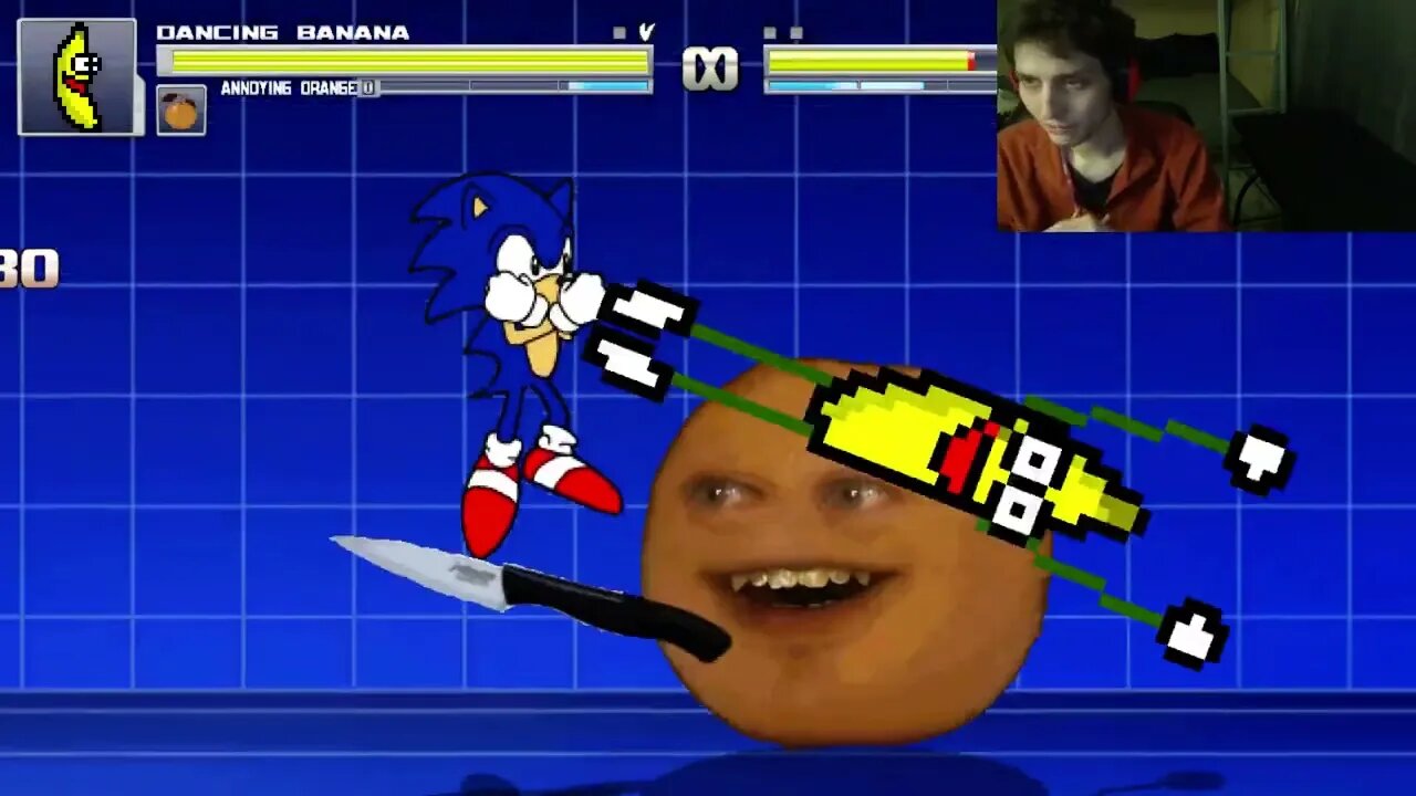 Fruit Characters (Annoying Orange And Dancing Banana) VS Sonic The Hedgehog In A Battle In MUGEN