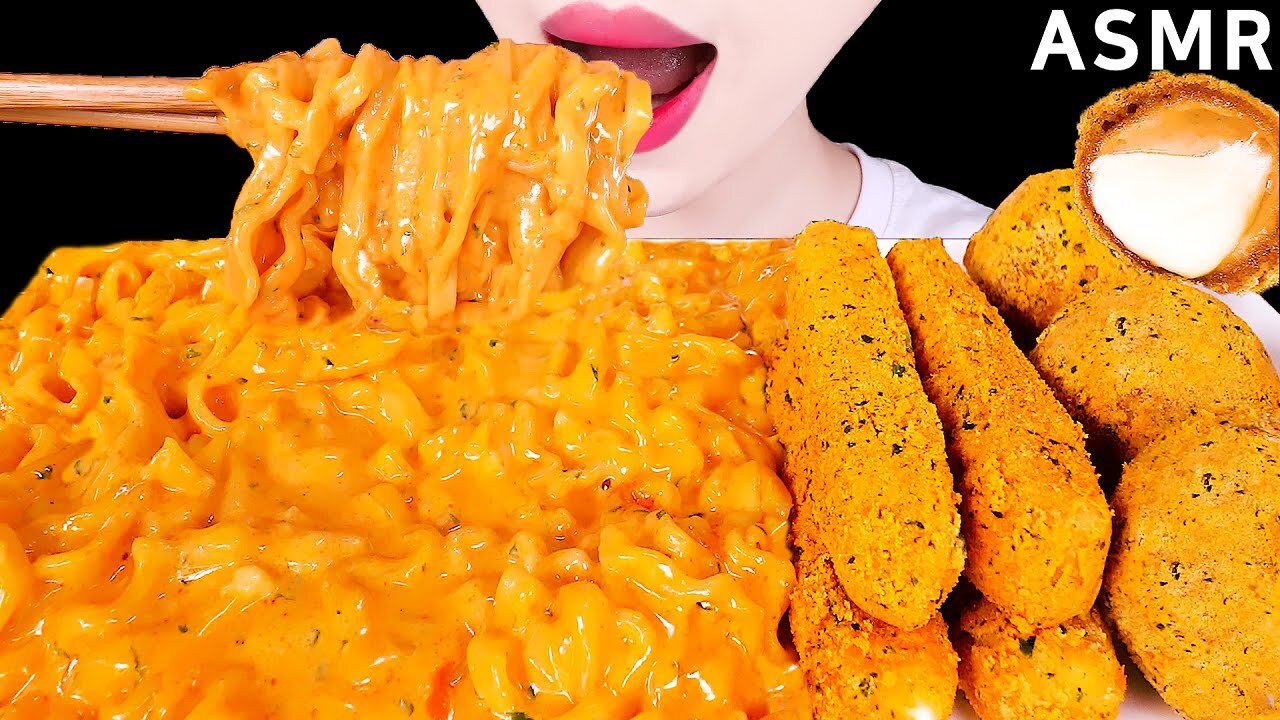 ASMR GIANT CHEESE STICKS, CHEESY CARBO FIRE NOODLES