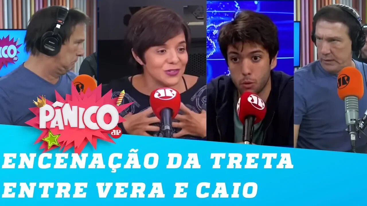 Emílio brinca e encena discussão entre Caio Coppolla e Vera Magalhães