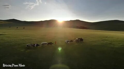 FLYING ! OVER ! MONGOLIA ! 4K ! UHD ! Relaxing Music Along With Beautiful Nature Videos 4K Video