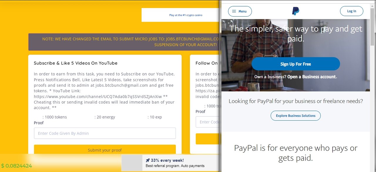 How To Earn Free USD TOKENS Cryptocurrency MICRO JOBS At BTC Bunch Withdraw Via PayPal