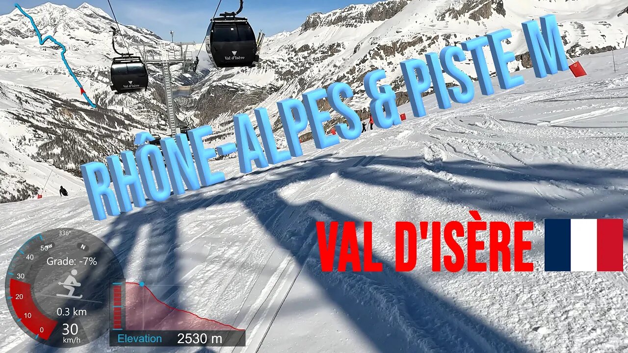 [4K] Skiing Val d'Isère, Rhône-Alpes (Black) and Piste M (Red) via Plan (Red), France, GoPro HERO11