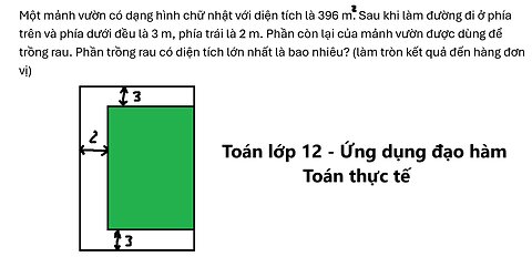 Một mảnh vườn có dạng hình chữ nhật với diện tích là 396 m^2. Sau khi làm đường đi