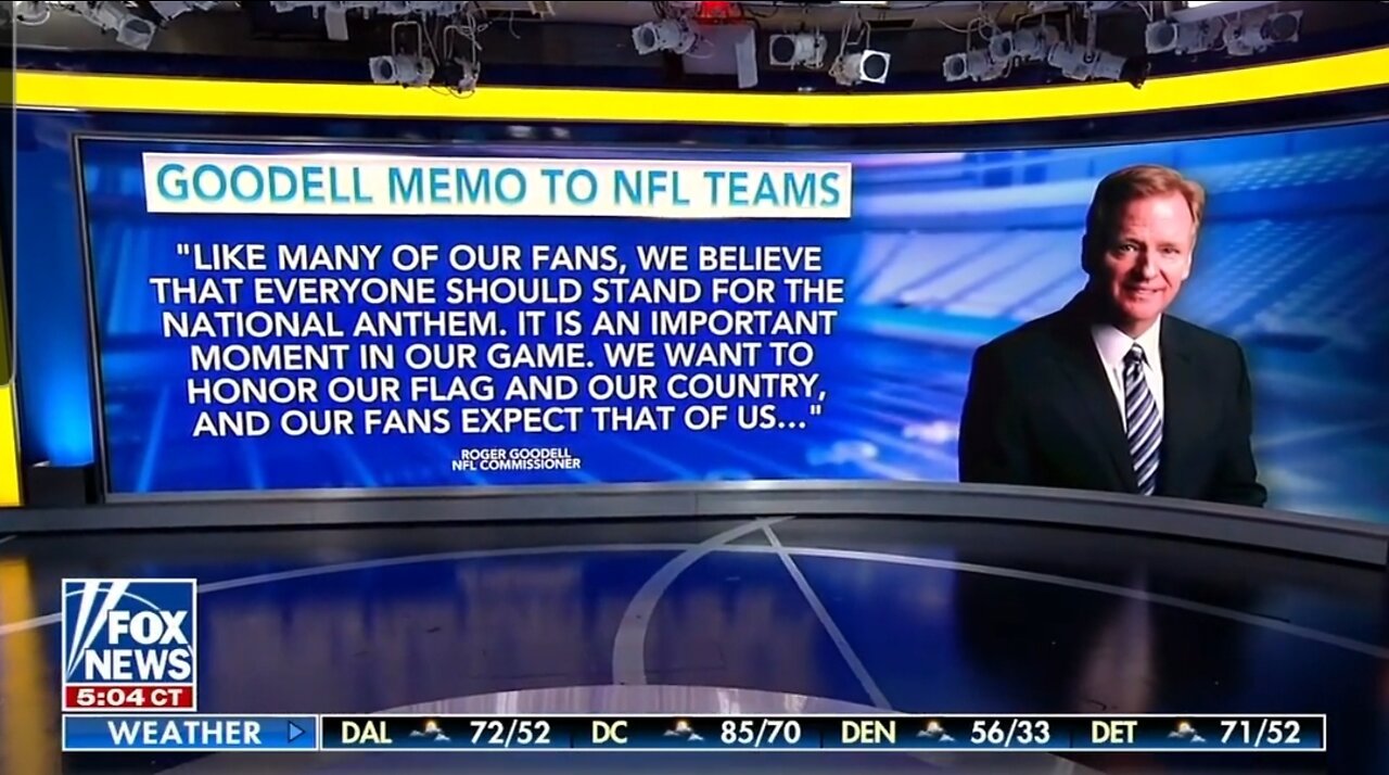 NFL Commissioner Says NFL Players Should Stand for National Anthem: Fox News