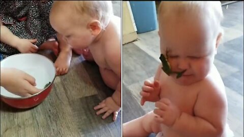 The frog jumped on the face of the child